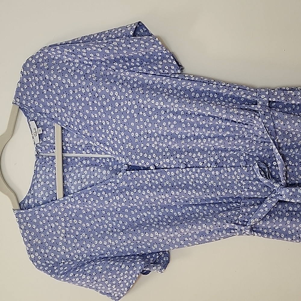 Rails Women’s Sophia Sky Blue Daisies Romper Belted V-Neck Short Sleeve Size Med - Picture 7 of 16